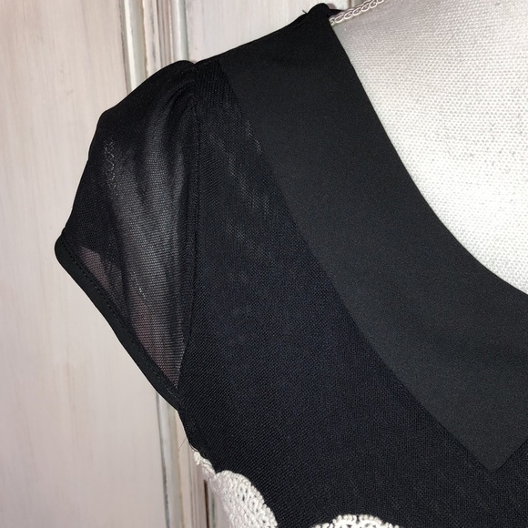 Umisky / Young Short Puff Sheer Sleeves with Lace Detailing Pointed Collar Dress - Picture 6 of 14